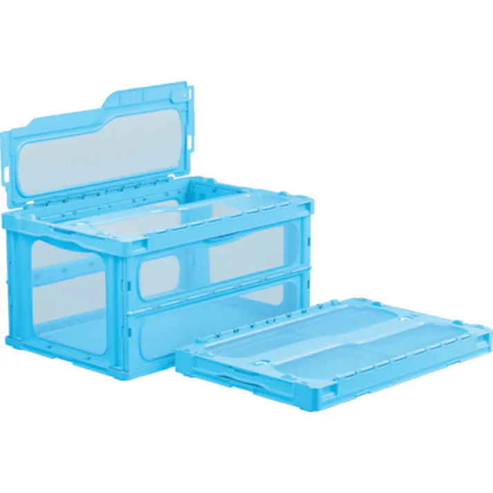【CAINZ-DASH】三甲 フタ一体型折りたたみコンテナー 559180 マドコンライトC-75Bブルー SKMLO-C-75B-BL【別送品】