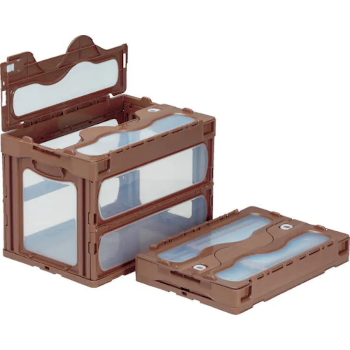 【CAINZ-DASH】三甲 フタ一体型折りたたみコンテナー 559230 マドコンC-60Bブラウン SKO-C-60B-BR【別送品】
