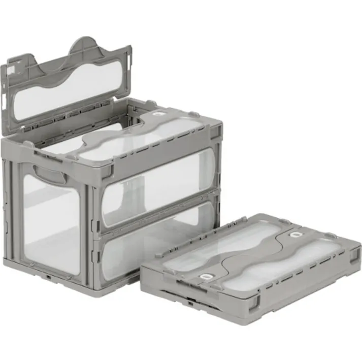 【CAINZ-DASH】三甲 フタ一体型折りたたみコンテナー 559230 マドコンC-60B ライトグレー SKO-C-60B-GLL【別送品】