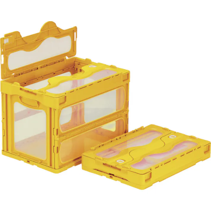 【CAINZ-DASH】三甲 フタ一体型折りたたみコンテナー 559230 マドコンC-60Bイエロー SKO-C-60B-YE【別送品】