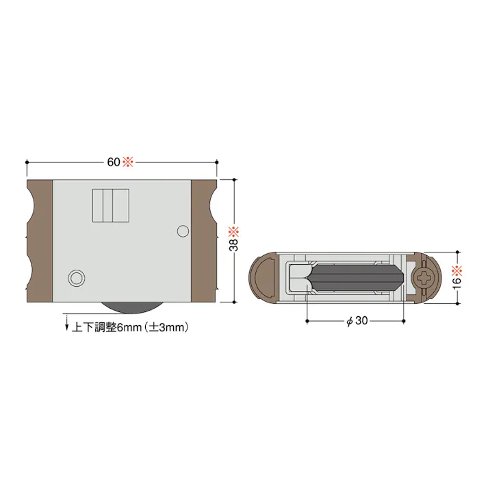 取替戸車 木製引戸用 MR2-V4