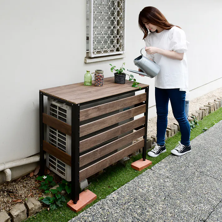 木目調エアコンカバー ダークブラウン KPAC-90(DBR)【別送品】