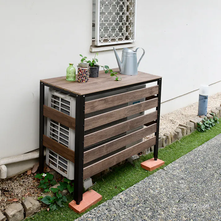 木目調エアコンカバー ダークブラウン KPAC-90(DBR)【別送品】