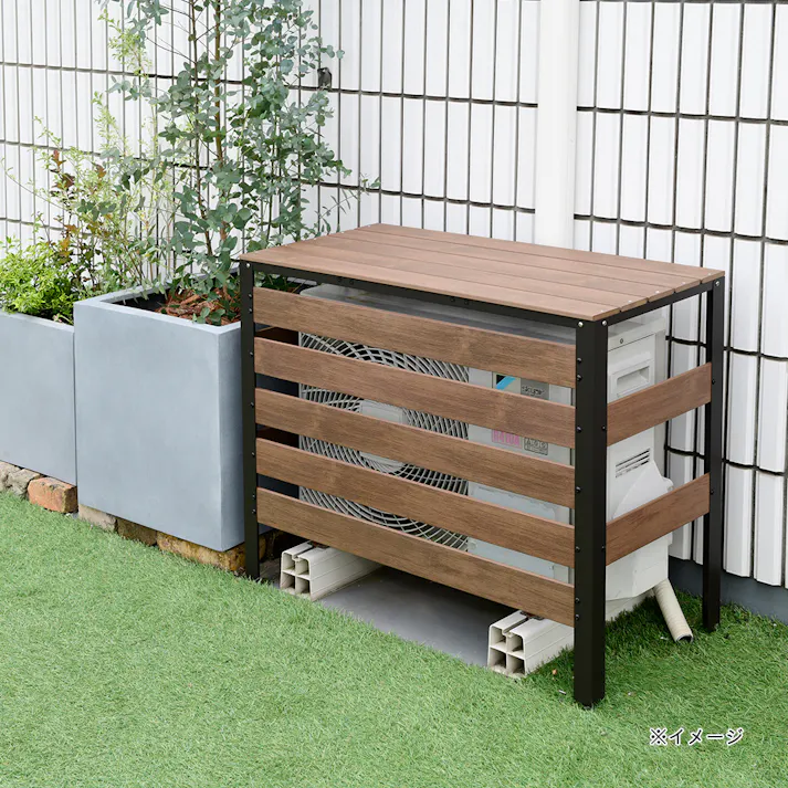 木目調エアコンカバー ダークブラウン KPAC-90(DBR)【別送品】