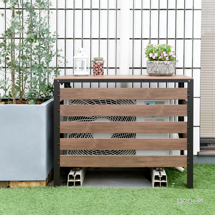 木目調エアコンカバー ダークブラウン KPAC-90(DBR)【別送品】