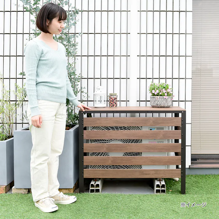 木目調エアコンカバー ダークブラウン KPAC-90(DBR)【別送品】