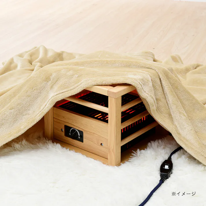 一人用ミニこたつ コルチェヒーター 幅27cm 奥行27cm 高さ22cm ナチュラル YH-M105Q