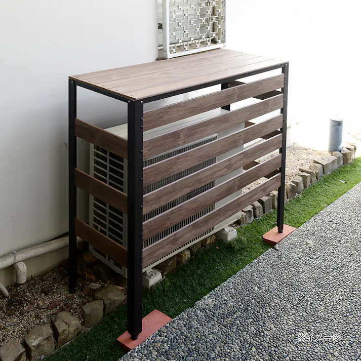 木目調PSエアコン室外機カバー ダークブラウン KPAC-100(DBR)【別送品】