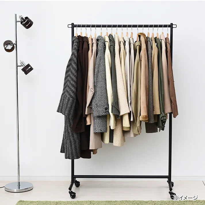 移動できるハンガーラック シングル YIH-S(MBK)