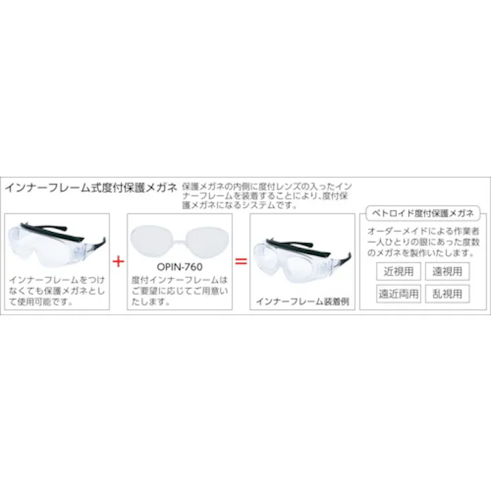 【CAINZ-DASH】山本光学 一眼型保護メガネ(オーバーグラスタイプ) 度付対応タイプ ブラック SN-760 BK【別送品】