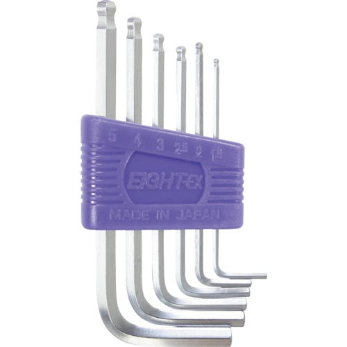 エイト 六角棒スパナ テーパーヘッド 標準寸法 6本セット 1.5~5mm TS-6 ボールポイント六角棒レンチセット エイト 六角棒スパナ テーパーヘッド 標準寸法 6本セット 1.5~5mm TS-6 ボールポイント六角棒レンチセット