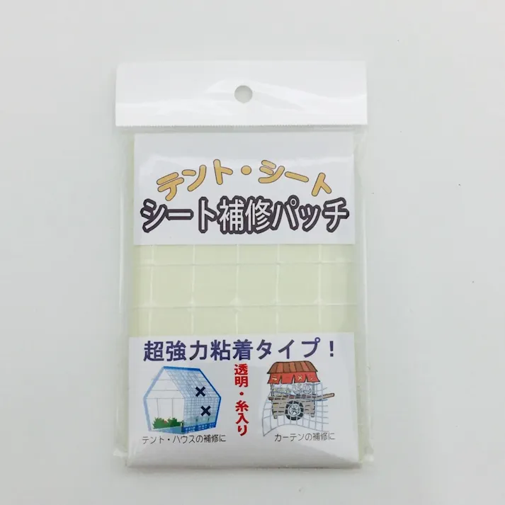 テント・シート シート補修パッチ 透明・糸入り 14×30cm