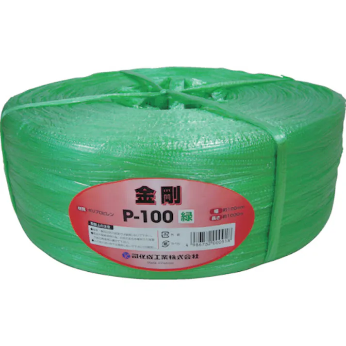 【CAINZ-DASH】司化成工業 手結束用PP縄(ツカサテープ)P-100 緑 P-100GN【別送品】