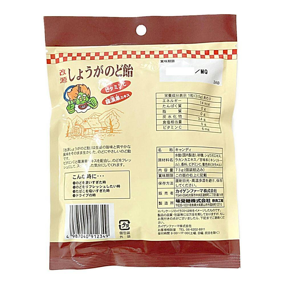 カイゲンファーマ 改源しょうがのど飴 | 栄養補助食品・機能性食品