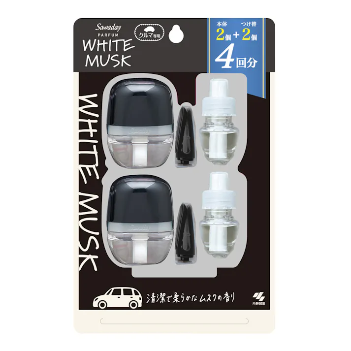 小林製薬 sawaday クルマ専用クリップ ホワイトムスク 6ml×4個入