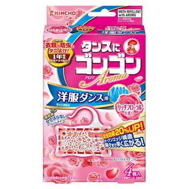 大日本除虫菊 KINCHO ゴンゴンアロマ 洋服ダンス用 リッチフローラルの香り 4個