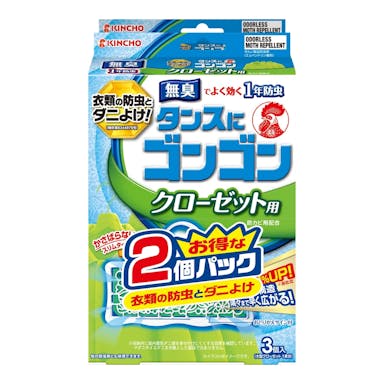 大日本除虫菊 KINCHO ゴンゴン クローゼット用 無臭タイプ 3個入×2個パック