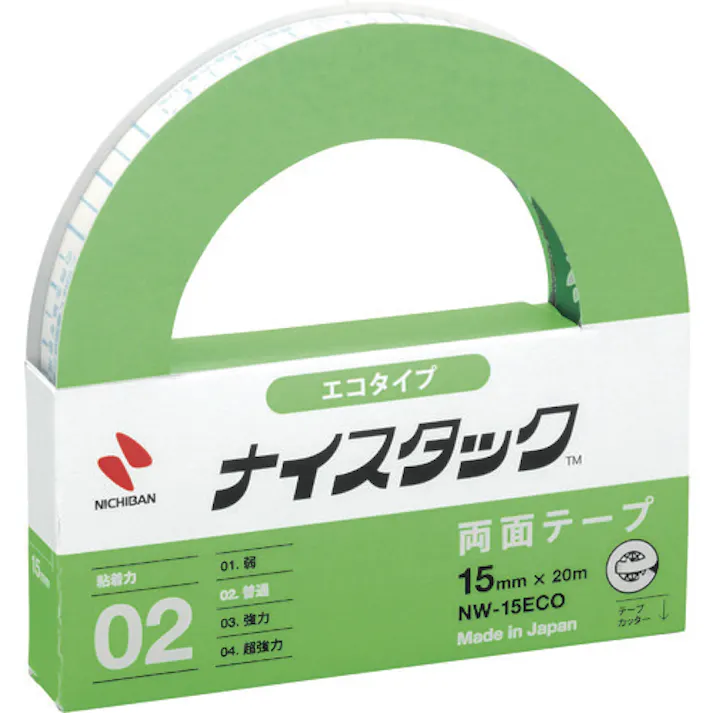 【CAINZ-DASH】ニチバン 両面テープ ナイスタックNW-15ECO 15mmX20m(大巻) エコのり仕様 エコマーク認定商品 NW-15ECO【別送品】