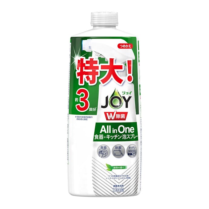 P＆G ジョイ W除菌 All in One 食器+キッチン泡スプレー 緑茶の香り 詰替3回分 630ml