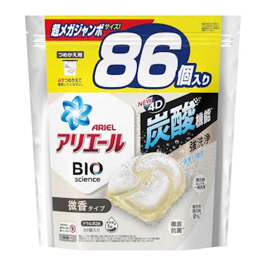 P＆G アリエール バイオサイエンス ジェルボール 4D 微香タイプ 詰替 86個(販売終了)