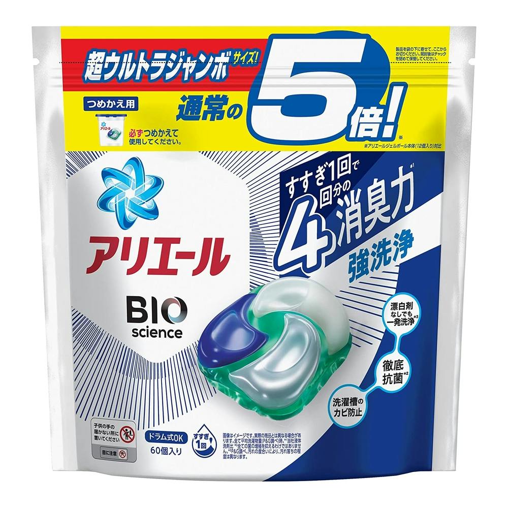 P1_P＆G アリエール ジェルボール4D 詰替 超ウルトラジャンボ 60個 洗濯洗剤 ホームセンター通販【カインズ】