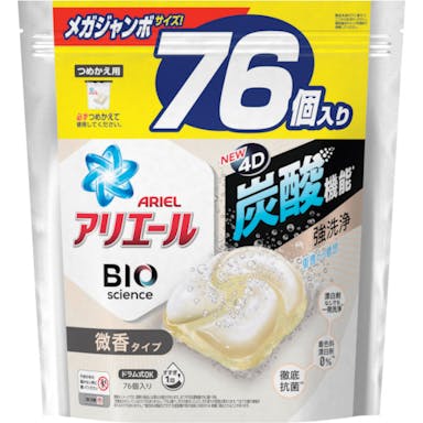 【CAINZ-DASH】Ｐ＆Ｇジャパン アリエール　ジェルボール４Ｄ　微香　詰め替え　メガジャンボ　７６個【別送品】