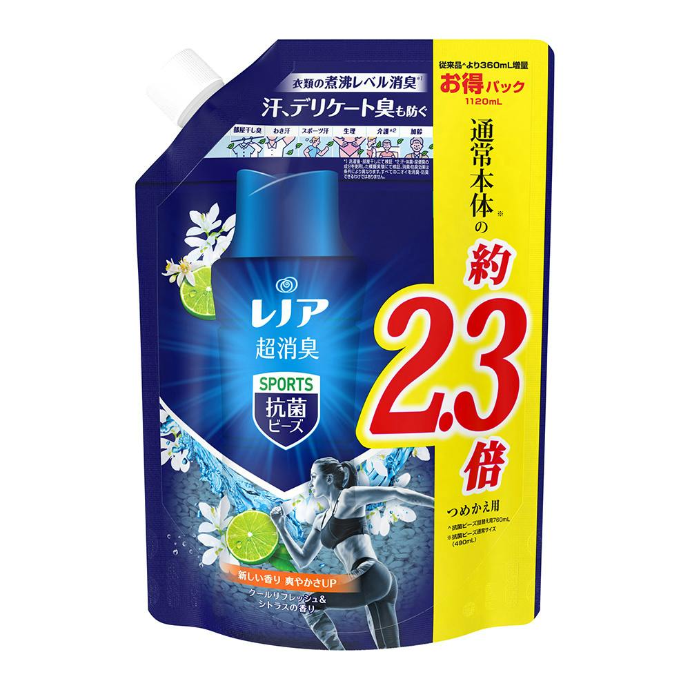 P＆G レノア超消臭抗菌ビーズ スポーツ クールリフレッシュ＆シトラス 