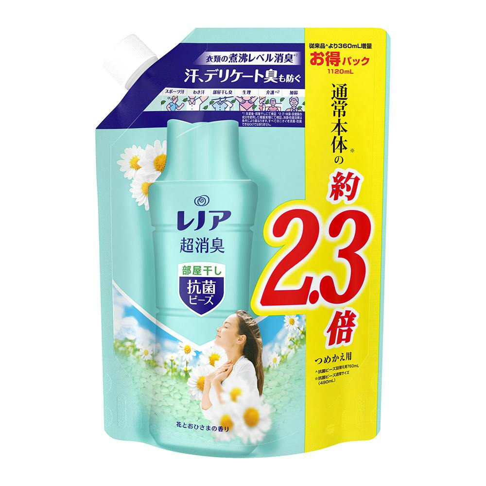 P＆G レノア超消臭抗菌ビーズ 部屋干し 花とおひさまの香り 詰替 特大 1120ml