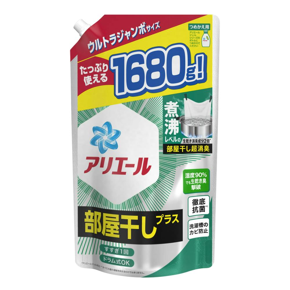 M4_P＆G アリエール ジェル 部屋干しプラス 詰替 ウルトラジャンボ