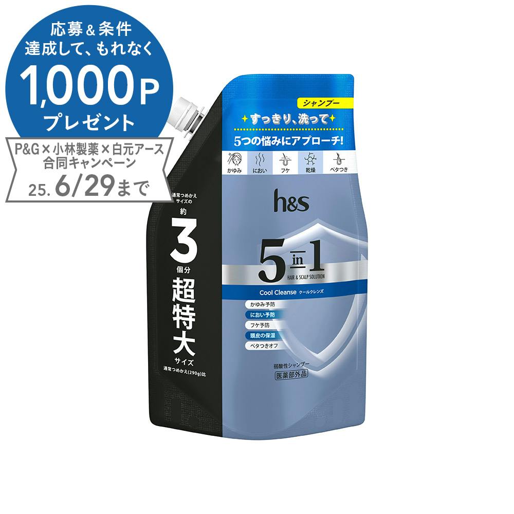 h&s 5in1 クールクレンズ シャンプー 詰替 超特大 850g シャンプー h&s 5in1 クールクレンズ シャンプー 詰替 超特大 850g シャンプー