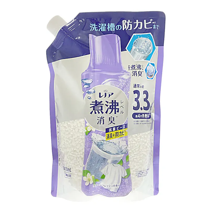 レノア 煮沸レベル消臭 抗菌ビーズ 消臭+防カビ クリーンフレッシュの香り 詰替 1410ml