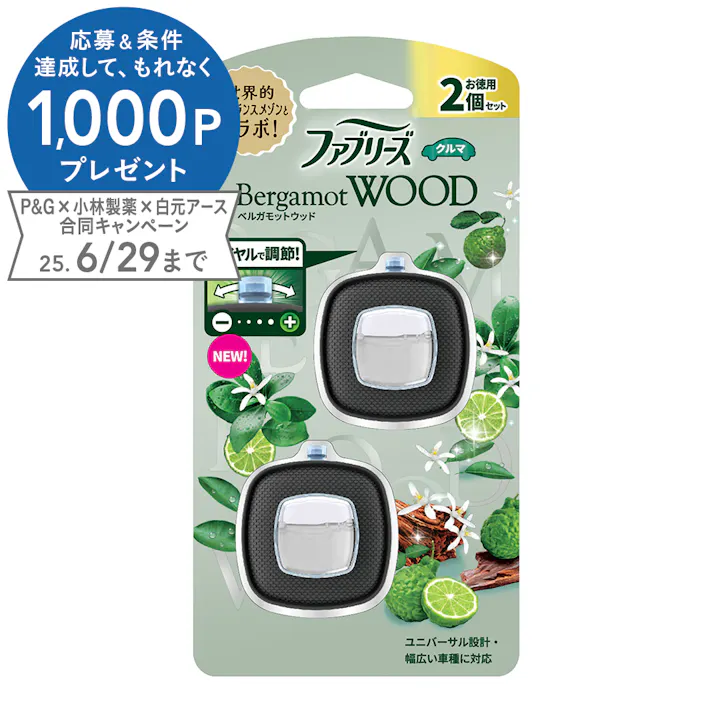 ファブリーズ クルマ イージークリップ ベルガモットウッド 2P