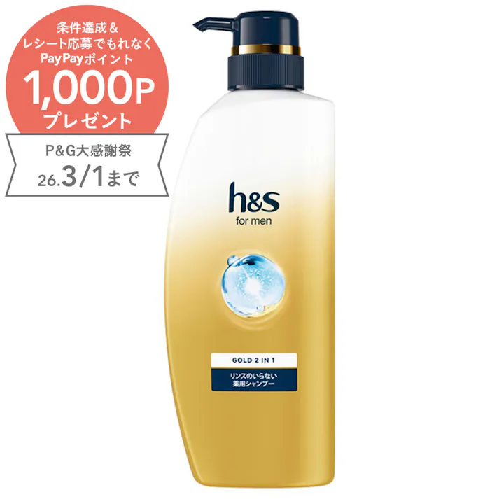 h&s for men ゴールド 2in1 リンスのいらない 薬用シャンプー 350ml