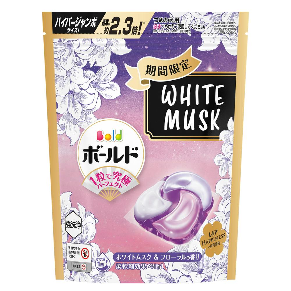 ボールド ジェルボール 4in1 ホワイトムスク&フローラル ハイパージャンボ 詰替 25個入 ウィスキー ボールド ジェルボール 4in1 ホワイトムスク&フローラル ハイパージャンボ 詰替 25個入 ウィスキー
