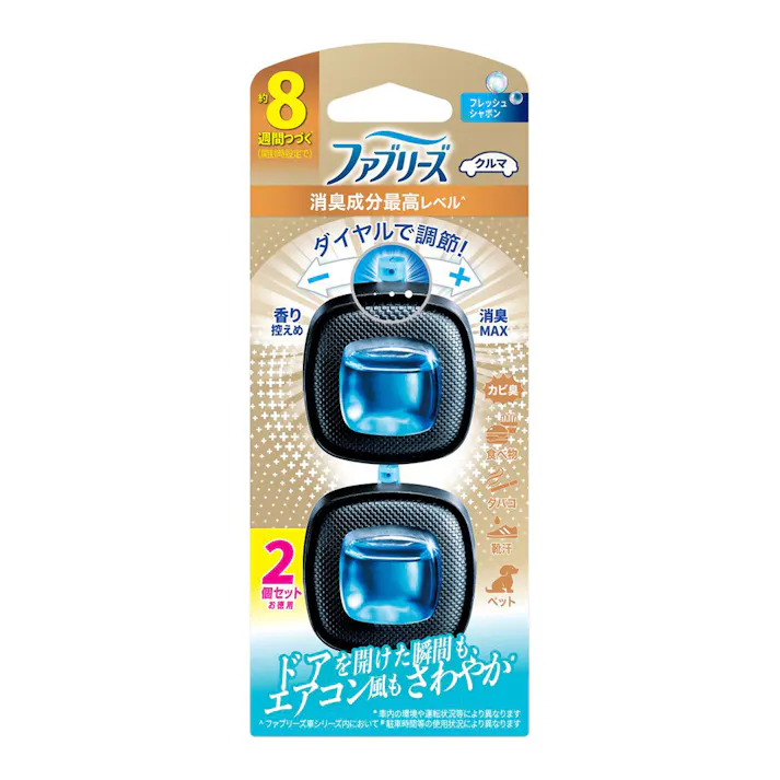 ファブリーズ クルマ イージークリップ 消臭成分最高レベル フレッシュシャボン 2個入