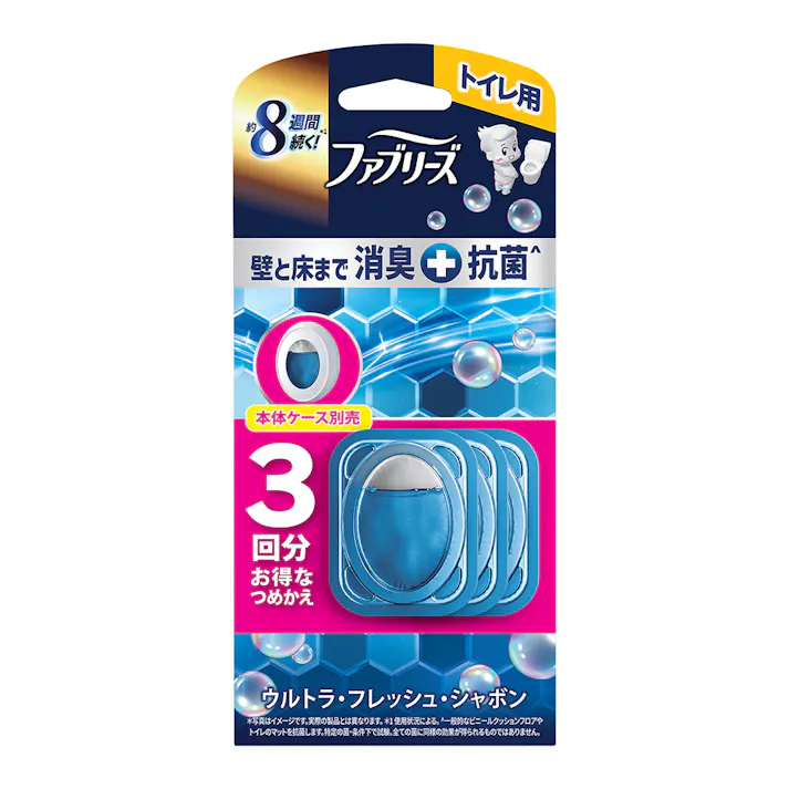 ファブリーズ トイレ用 消臭剤+抗菌 ウルトラ・フレッシュ・シャボン 詰替 1パック(3回分)