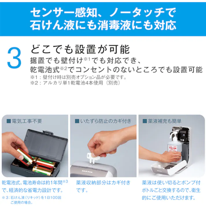 【CAINZ-DASH】サラヤ ノータッチ式ディスペンサー GUD-1000-PHJ 41962【別送品】