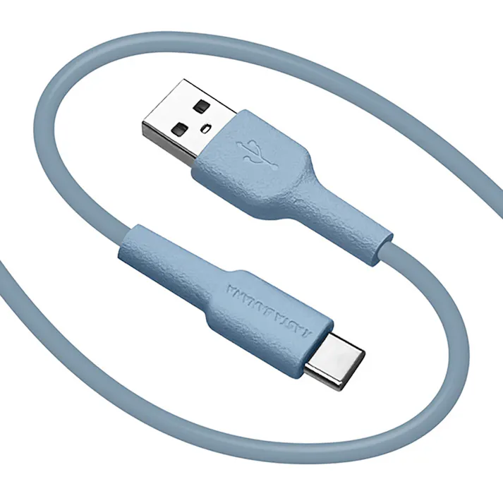 ラスタバナナ 柔らかい TypeA-C充電ケーブル 1.5m ブルー R15CAAC3A02BL(販売終了)