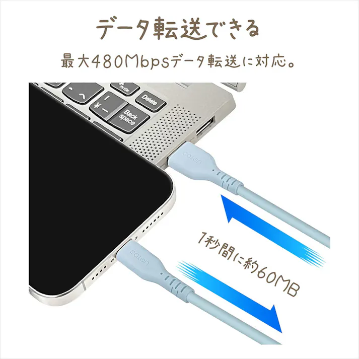 ラスタバナナ 柔らかシリコンケーブル 1.0m Type-A to Type-C calon トープ R10CAAC3A06TA