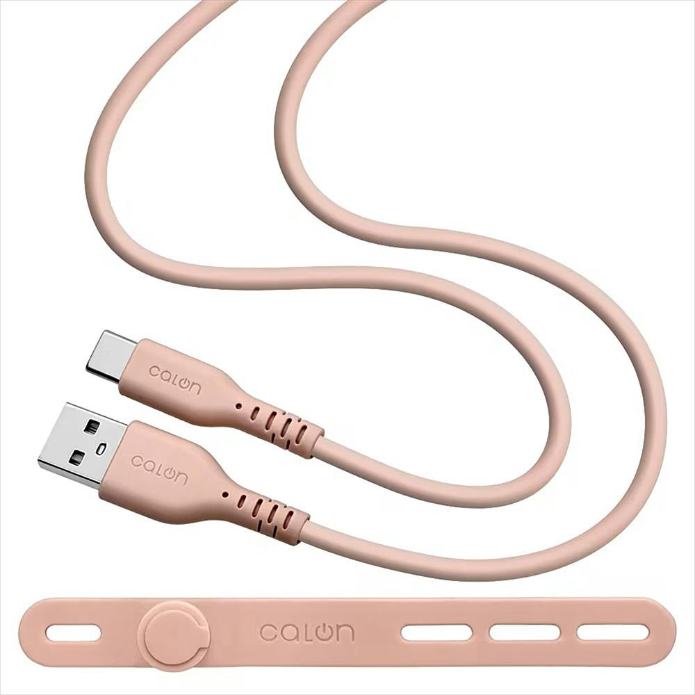 ラスタバナナ 柔らかシリコンケーブル 1.0m Type-A to Type-C calon スモーキーピンク R10CAAC3A06SPK