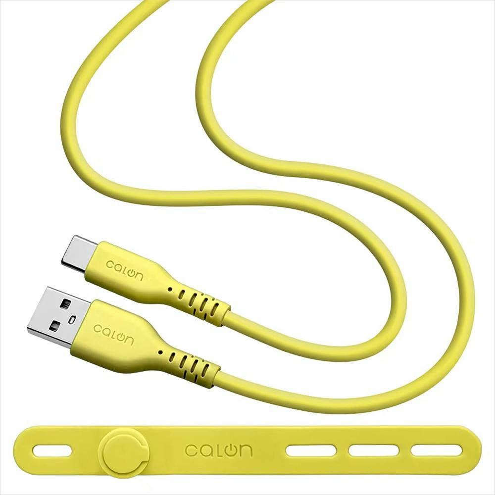 ラスタバナナ 柔らかシリコンケーブル 1.0m Type-A to Type-C calon ライムイエロー R10CAAC3A06LY