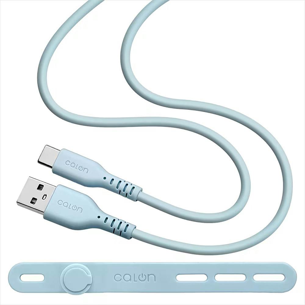 ラスタバナナ 柔らかシリコンケーブル 1.0m Type-A to Type-C calon スモーキーブルー R10CAAC3A06SBL