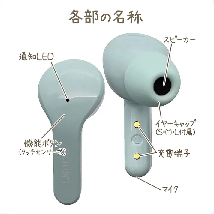 ラスタバナナ Bluetooth 5.3 完全ワイヤレスイヤフォンマイク calon チャコールグレー RTWS06CGRY