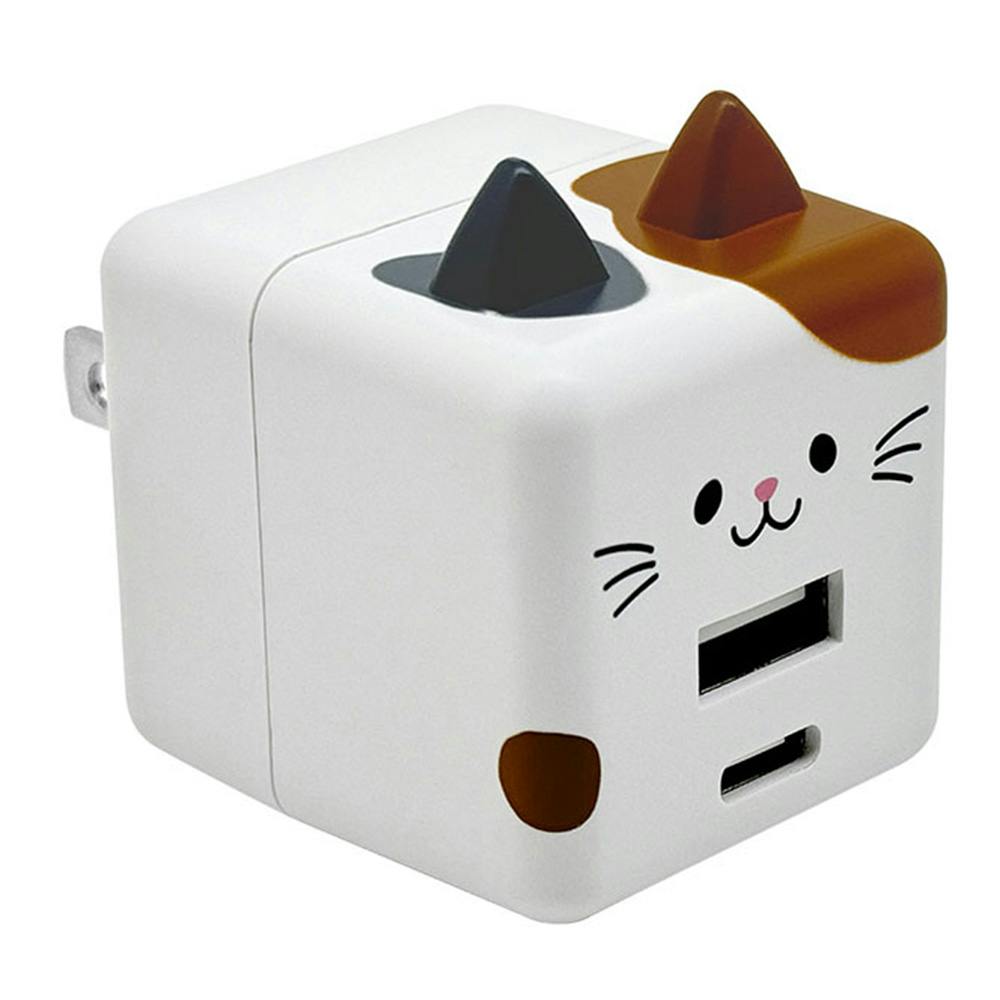 ラスタバナナ モバにゃー ACアダプター Type-C USB-A PD20W 2口 こはく