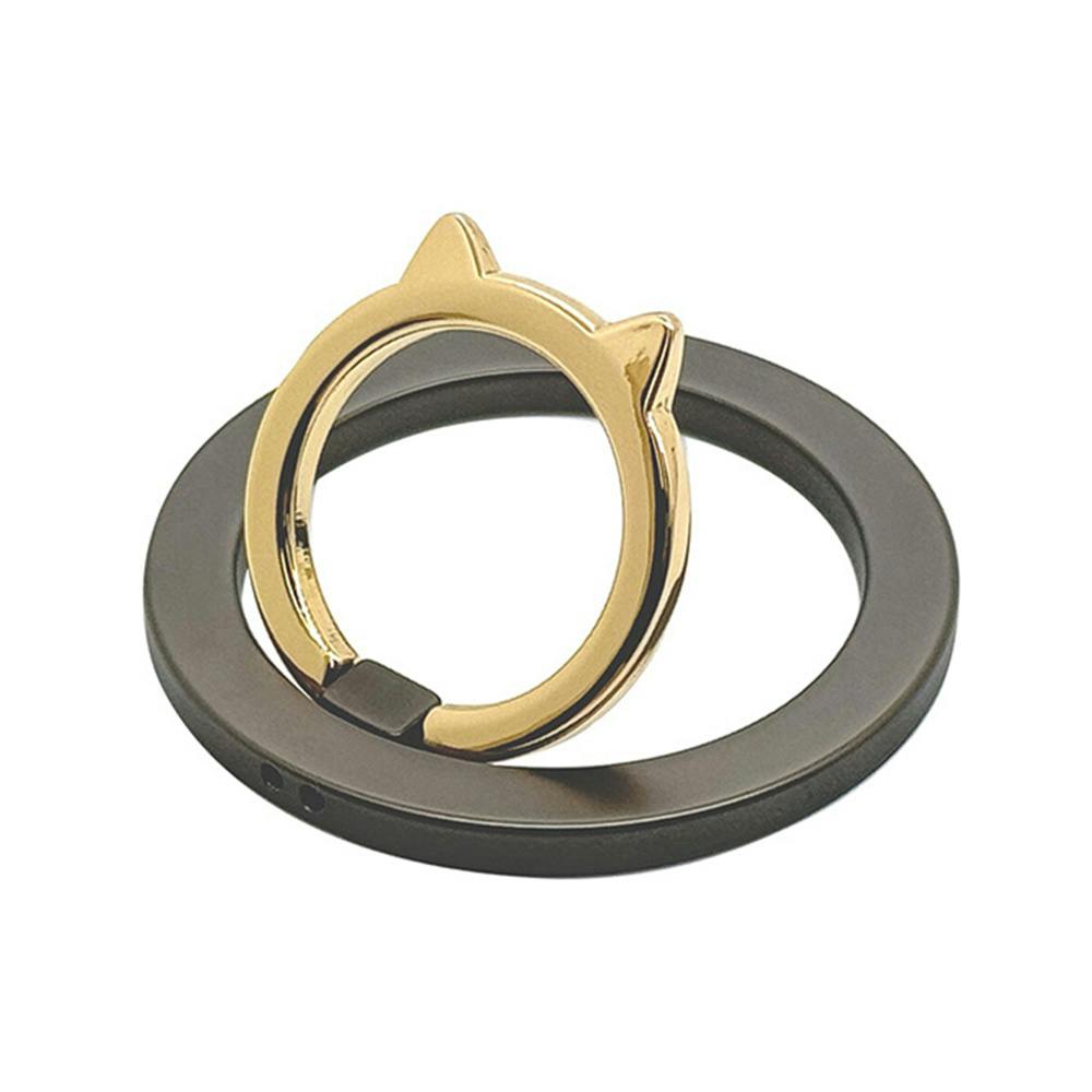 ラスタバナナ Magsafe用 猫型スマホリング NEKO no MAGNET RING 猫小 ブラック×ゴールド