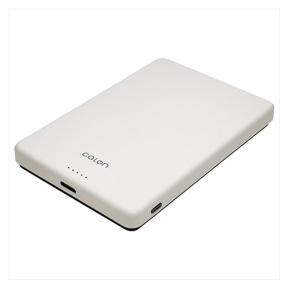 Type-C 1ポート 薄型マグネット付ワイヤレスモバイルバッテリー 5000mAh calon ホワイト RLI050WCC15W01WH