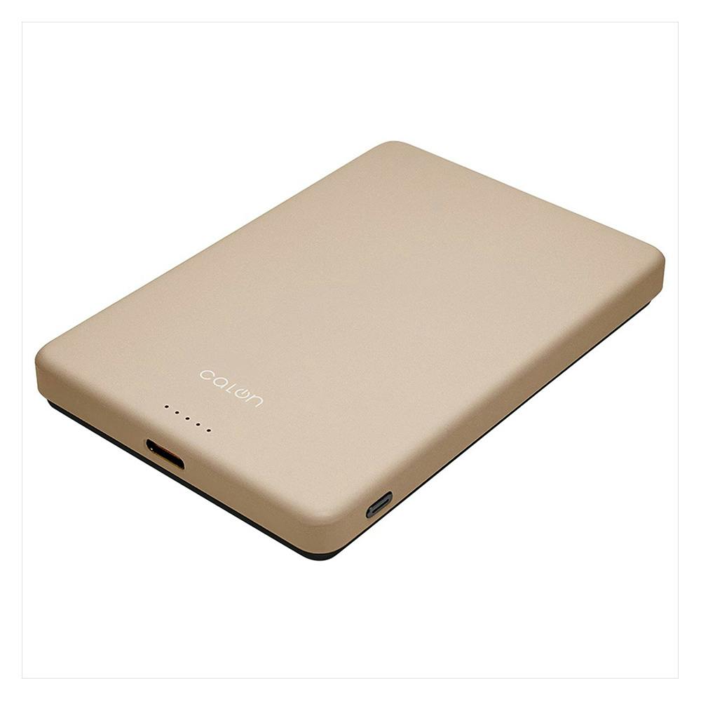 Type-C 1ポート 薄型マグネット付ワイヤレスモバイルバッテリー 5000mAh calon トープ RLI050WCC15W01TA