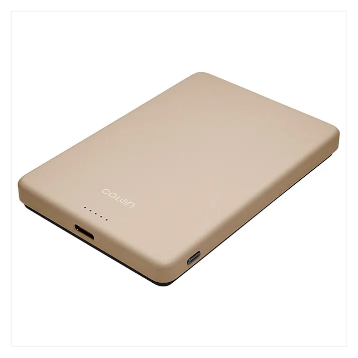 Type-C 1ポート 薄型マグネット付ワイヤレスモバイルバッテリー 5000mAh calon トープ RLI050WCC15W01TA