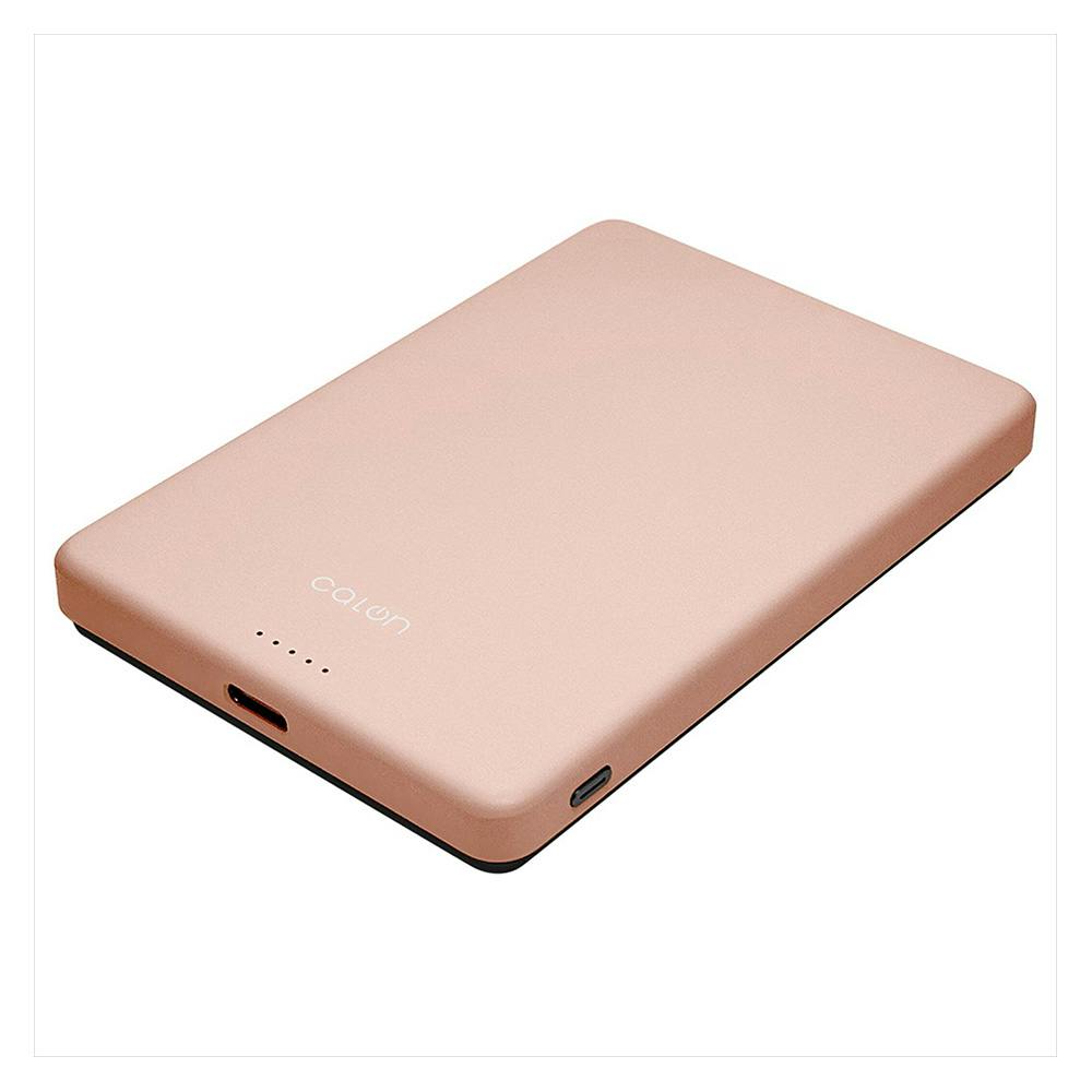 Type-C 1ポート 薄型マグネット付ワイヤレスモバイルバッテリー 5000mAh calon スモーキーピンク RLI050WCC15W01SPK