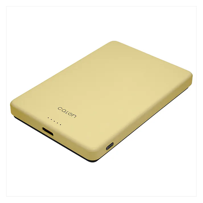 Type-C 1ポート 薄型マグネット付ワイヤレスモバイルバッテリー 5000mAh calon ライトイエロー RLI050WCC15W01LYL